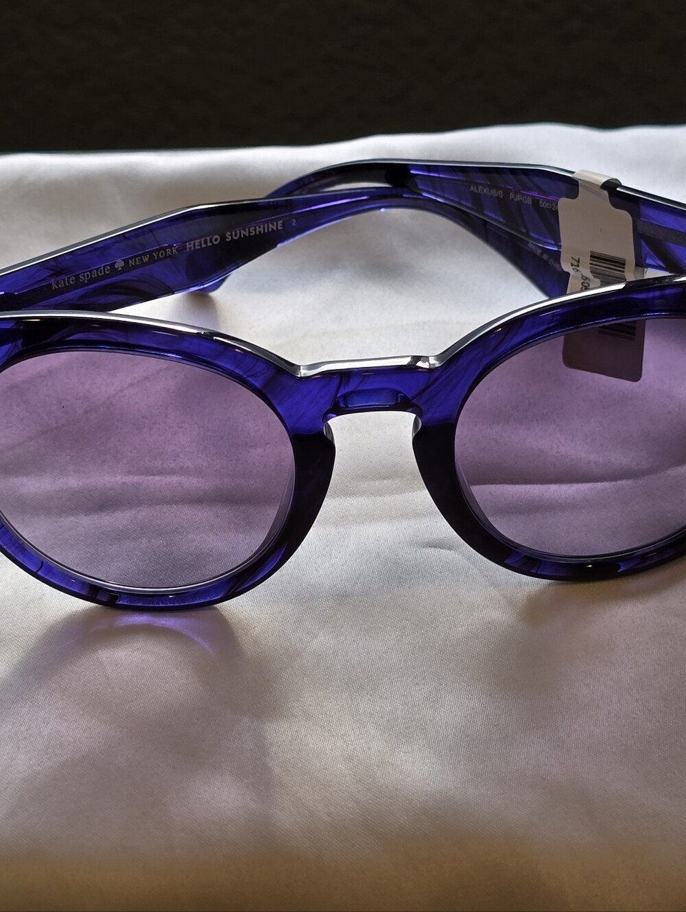 Womens Kate Spade Shiny BLUE  Round Frame Sunglasses